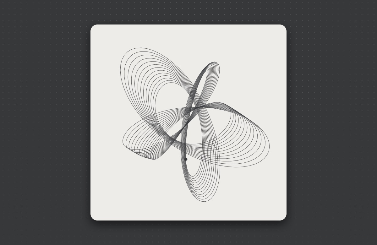 The Plotter screensaver in the Graphite style: a pale figure drawn on a card over pencil-grey dotted paper.